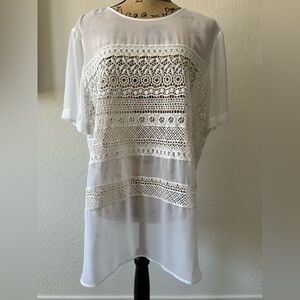Ann Taylor White Laced Women’s Blouse Size XLT